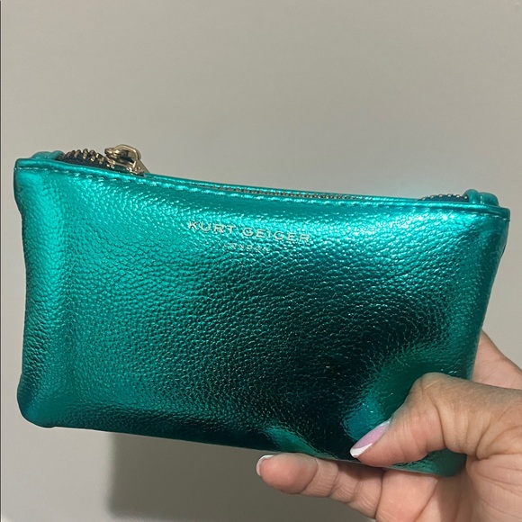Kurt Geiger Elegant Teal Crystal-Embellished Clutch - Picture 7 of 11
